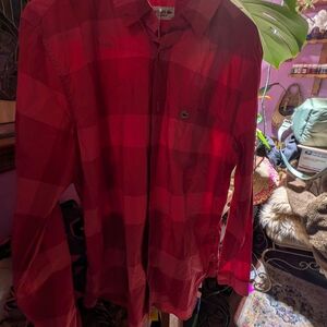 Lacoste Men's Bold Red Plaid Shirt